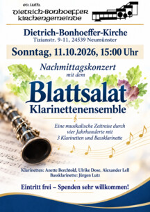 „Blattsalat” serviert Klarinettenmusik in der Dietrich-Bonhoeffer-Kirche