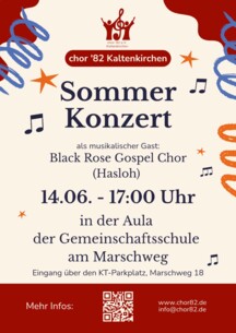 Chor'82 lädt zum Sommerkonzert in der Aula der Marschwegschule