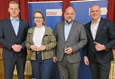 (vlnr.) Patrick Pender MdL, Melanie Bernstein MdB, Lars Krückmann und Patrick Seidel