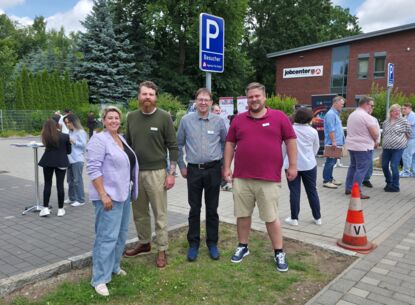 Foto v.l.: Doreen John von Zydowitz, Nico Brandenburg (beide Agentur für Arbeit) sowie Lutz Hahn und André Verges (beide StellWERK Jobcenter Kreis Segeberg) organisierten die Veranstaltung.