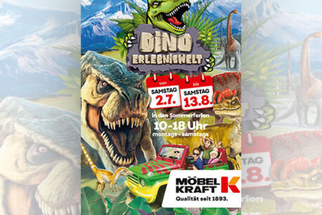 Großes Ferienprogramm mit Dino-Erlebniswelt bei Möbel Kraft
