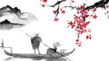 Frühlingswasser und Bambussprössling –  Sumi-e im Frühling